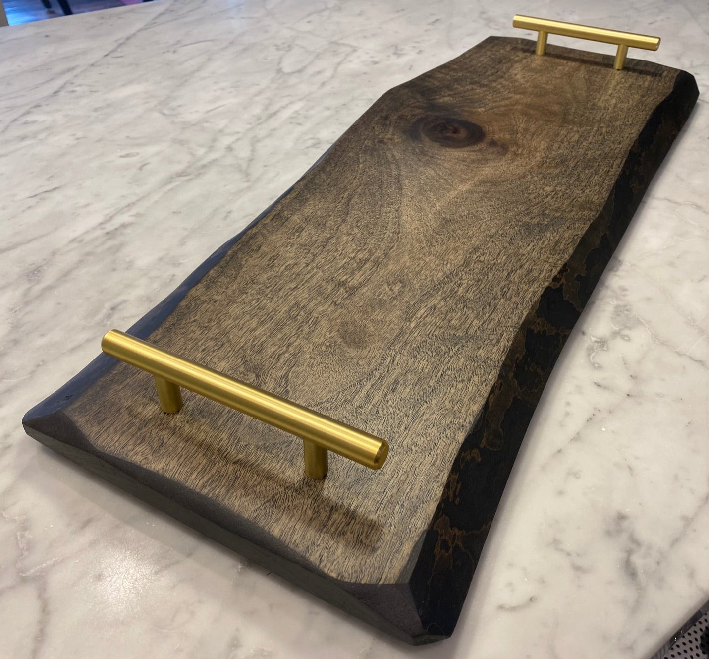 Live Edge Charcuterie Board with Brass Handles