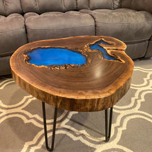 Load image into Gallery viewer, Black Walnut Round Epoxy Coffee Table
