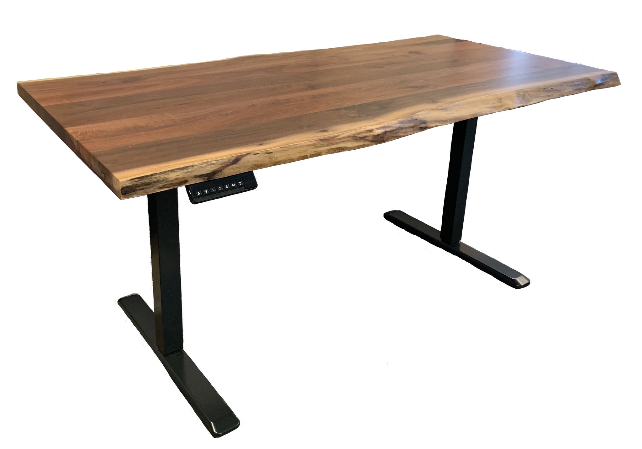 Murello Adjustable Amish Walnut Live Edge Wood Standing Desk - Quick